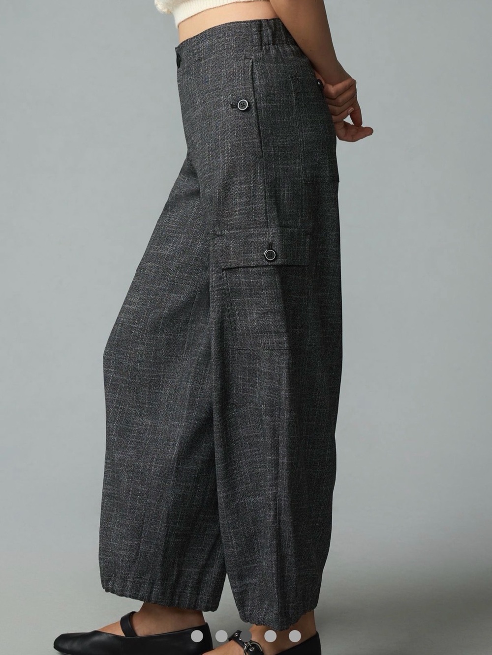 Anthropologie Lightweight Tweed Parachute Pants - Dark Gray M - Picture 3 of 5